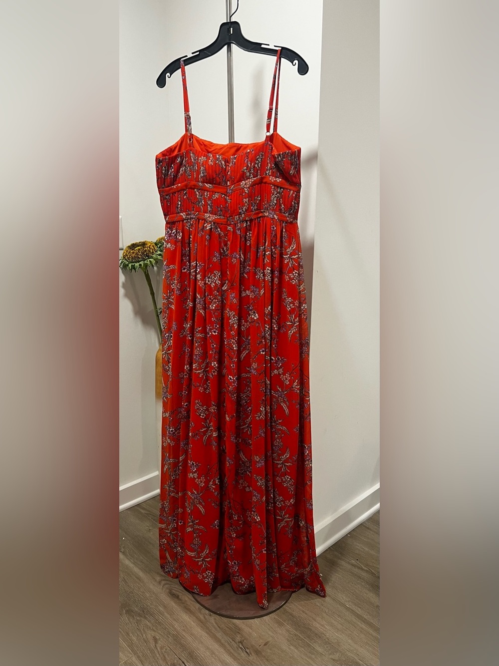 Aqua Paprika Square Neck Floral Maxi Dress
